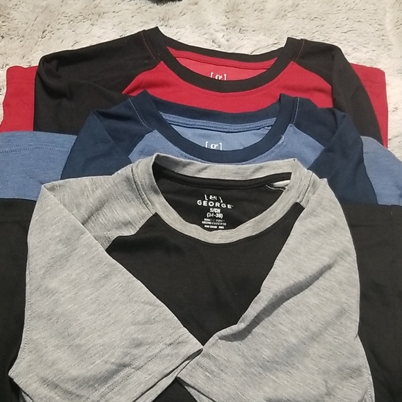 GEORGE, Sz S, Short Skeeve Tees, Blue, Black & Red, EUC, C# 2556 - Picture 1 of 7